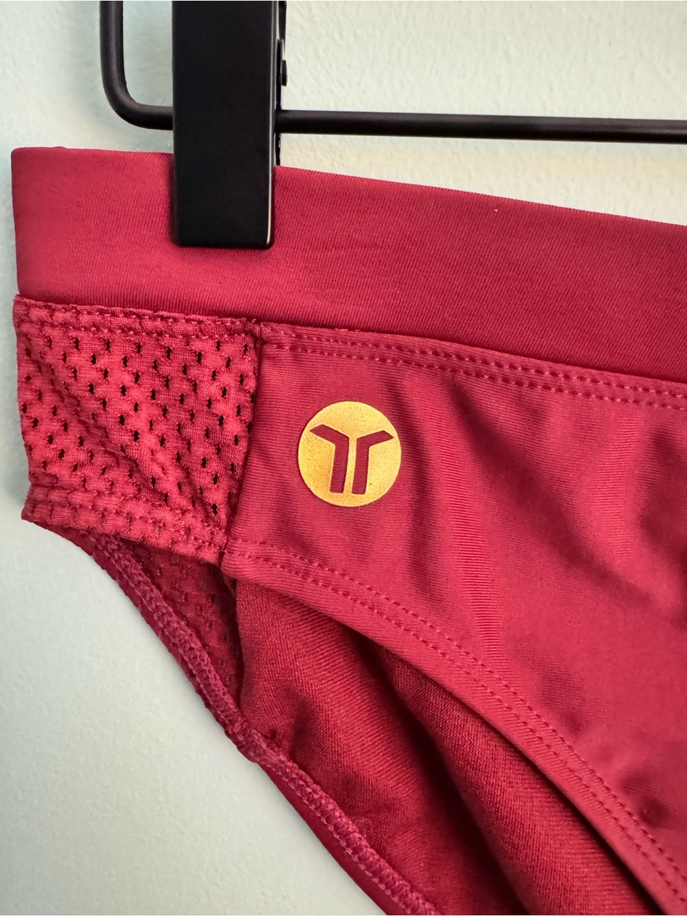 Men's TEAMM8 Skipper Swim Brief – Ruby Red Mesh Side Panels – Size L (34-36) - Picture 3 of 7